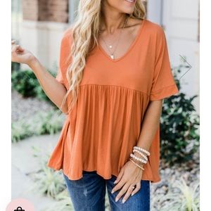 Rust, short sleeve blouse